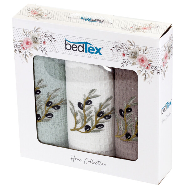 Dárková sada vaflových utěrek 3 ks Olivová ratolest