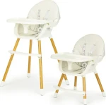 ECOTOYS Jídelní židlička 2v1 Béžová / od 6 měsíců (HA-004 BEIGE)