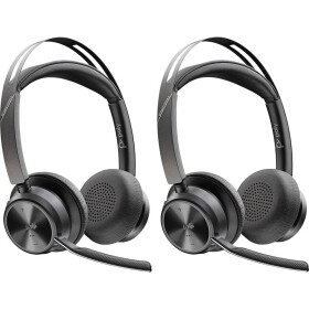 HP Poly VOYAGER FOCUS 2 telefon Sluchátka On Ear Bluetooth®, kabelová stereo černá Redukce šumu mikrofonu, Potlačení hluku regulace hlasitosti, Vypnutí zvuku