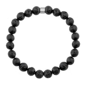 Pánský korálkový náramek Fernando - 8 mm lávový kámen, Černá 19 cm