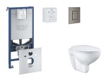 GROHE - Rapid SLX Set předstěnové instalace, klozetu, sedátka SoftClose a tlačítka Skate Cosmopolitan, kartáčovaný Hard Graphite SANI11BB5102