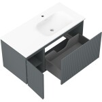 MEXEN/S - Rivel koupelnová skříňka 100 cm s umyvadlem Vela pravá, 1S, 1D, reliéf, grafit/bílá mat 91A23-10047-3-BBFF66-W23P01