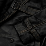 Pánský Kožený Kabát Edwin Rub Off Brixton Černý Velikost: L