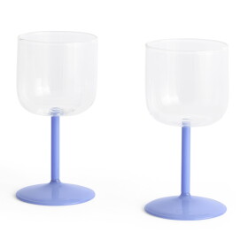 HAY Sklenice na víno Tint Clear/Jade Light Blue – set 2 ks, modrá barva, čirá barva, sklo, 250 ml