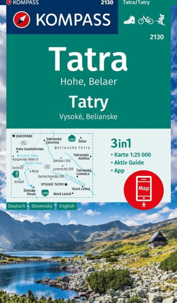 Vysoké a Belianské Tatry 1:25 000 / turistická mapa KOMPASS 2130