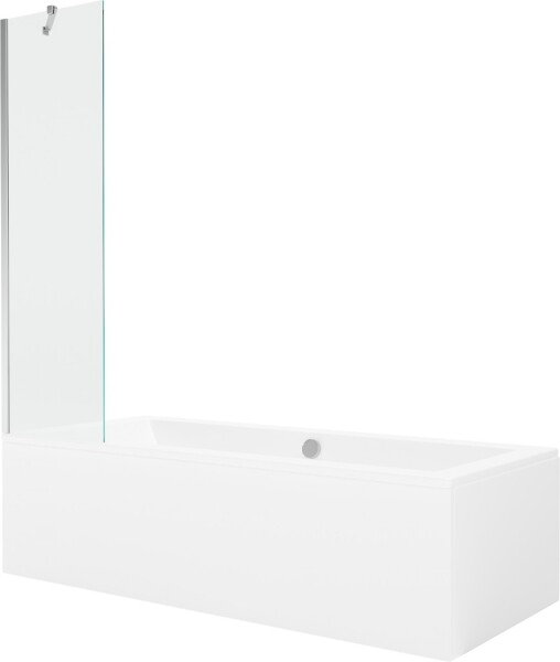 MEXEN/S - Cube obdélníková vana 180 x 80 cm s panelem + vanová zástěna 50 cm, transparent, chrom 550518080X9505000001