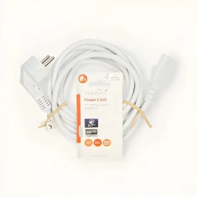 Nedis Napájecí kabel zástrčka F - IEC-320-C13 bílá / Napájecí kabel / úhlový konektor / 3 m / 10A (CEGL10000WT30)