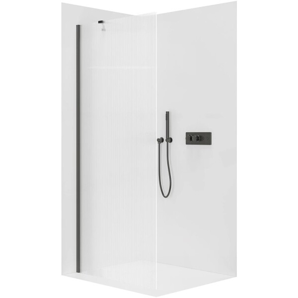 CERANO Sprchová zástěna Walk-in Onyx Y L/P - 8 mm - černá matná, rýhované sklo - 110x200 cm