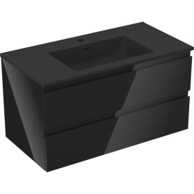 MEXEN/S - Orio koupelnová skříňka 90 cm s umyvadlem Otis, 2 zásuvky, černá lesk/černá mat 91A10-09047-2-BFF70-W18M71