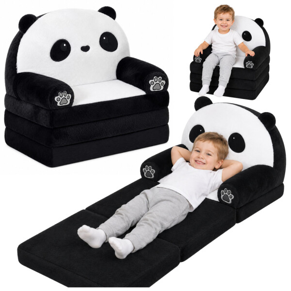 Mamido Rozkládací dětské křeslo panda černo-bílá