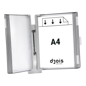 Djois nástěnný držák s rámečky pro řadu Design, 10 rámečků A4, rámečky šedé, držák šedý, 1 set