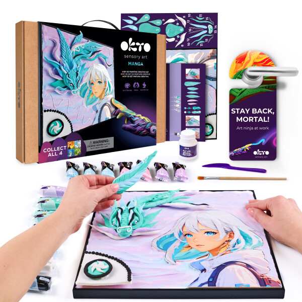 OKTO Manga motiv živlů "Vítr" výtvarný set 30x40 cm