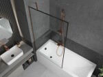 MEXEN/S - Next vanová zástěna FIX 100 x 150, černá dekor, růžové zlato 895-100-000-00-70-60