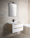 SAPHO - WAVE umyvadlová skříňka 79,7x45x47,8cm, bílá/dub stříbrný WA080-3011