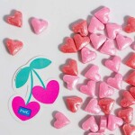 PME Cukrové zdobení Růžová srdíčka 25g