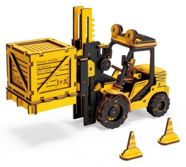 3D Dřevěná mechanická skládačka: Vysokozdvižný vozík