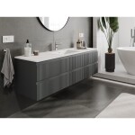MEXEN/S - Rivel koupelnová skříňka 160 cm s umyvadlem Otis, 2 zásuvky, reliéf , grafit mat/bílá mat - 91A20-16047-2-BFF66-W18M 91A20-16047-2-BFF66-W18M01