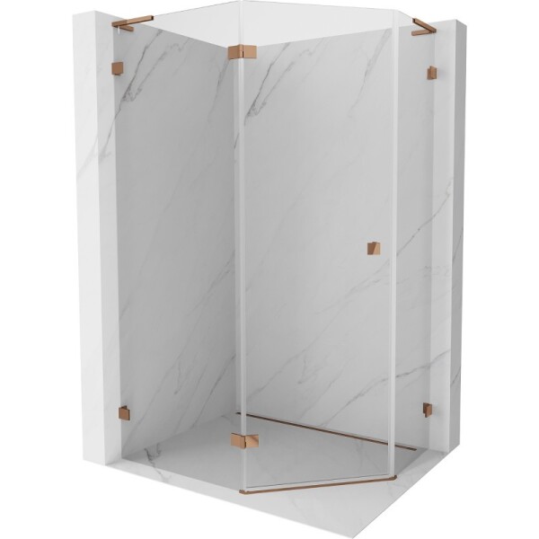 MEXEN/S - Lunar L sprchový kout pětiboký křídlový levá 100 x 90, transparent, růžové zlato 831L-100L-090P-60-00-L