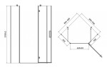 CERSANIT - Pětiúhelný sprchový kout JOTA 90X90X195, PRAVÝ, průhledné sklo, černý S160-015