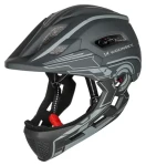 WOZINSKY Dětská cyklistická přilba Full Face S šedá / Přilba / Celoobličejová / USB zadní světlo