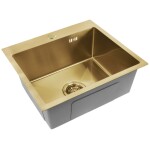 REA - Ocelový dřez Leo 50 BRUSH GOLD s kuchyňskou baterií KPL-96004