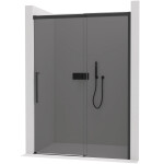 CERANO - Sprchové posuvné dveře Lantono L/P - 8 mm - Soft-Close - černá matná, grafitové sklo - 100x195 CER-8050BD7235