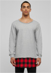 Dlouhý Flanell Bottom Open Edge Crewneck šedá/blok/červená