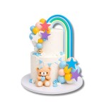 Dortisimo Zápich do dortu Zeleno-modrá duha s hvězdami a koulemi (26 ks)