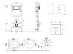 Kielle - Genesis New Set předstěnové instalace, kompaktního klozetu Gaia, Rimless, sedátka softclose a tlačítka Gemini New III, matná černá 30528SS90