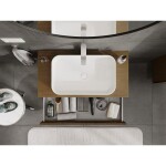 MEXEN/S - Rivel koupelnová skříňka pod umyvadlo 90 cm s deskou, 1 šuplík, reliéf , ořech 91A20-09023-1-BFC86