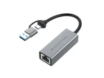 Conceptronic USB-C/USB-A – GbE šedá / Síťový adaptér / 5 Gbit/s USB / 0,18 m (ABBY08G)