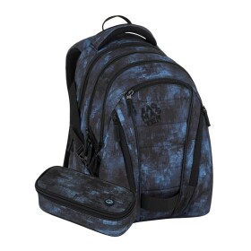 Studentský batohový 3-dílný set Bagmaster BAG 25 B ČERNO-MODRÝ (batoh,pouzdro)