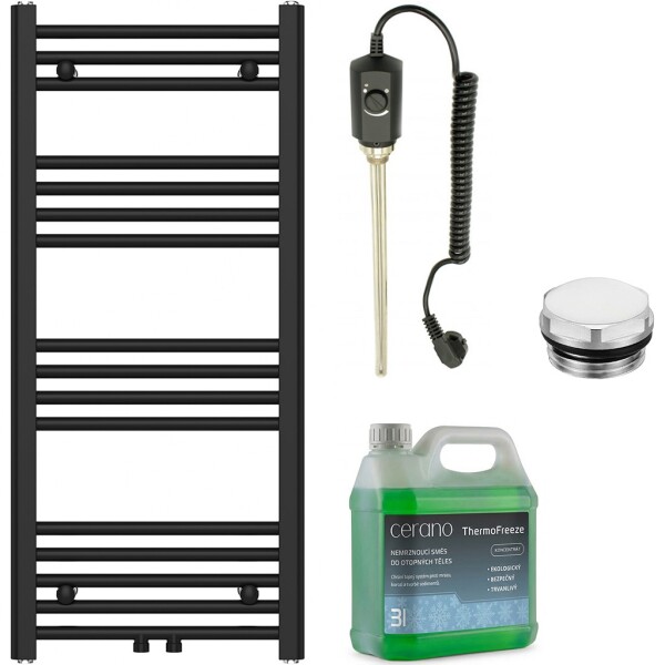 CERANO - Koupelnový elektrický radiátorový set Benito - 300W - černá matná - 1000x450 mm CER-658241