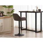 Židle barová, potah hnědá látka v dekoru vintage kůže, chromová podnož