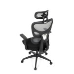 Kancelářská židle, šedá síťovina, černý plast, kolečka na tvrdé podlahy