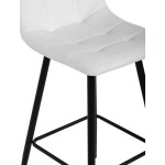 Židle barová, bílá látka, čtyřnohá kovová podnož, černý mat