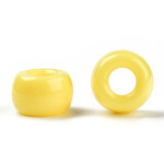 Akrylové korálky - pony beads - žluté - 6 x 9 mm - 10 ks
