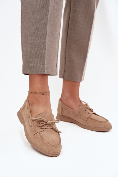 Polobotky Mokasíny Dámské Ploché Svázané Béžové Zalina 41