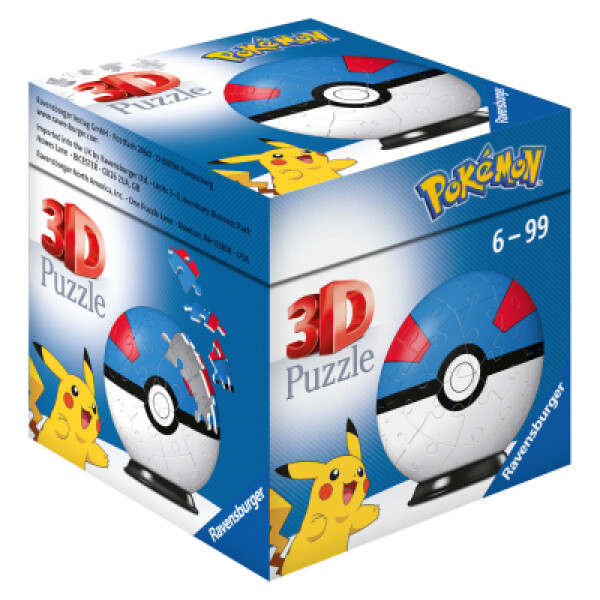 Pokémon 3D Puzzle-Ball - Greatball - 54 dílů