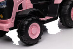 Mamido Dětský elektrický traktor s vlečkou 12V 7Ah EVA kola ECO kůže růžový
