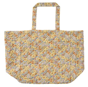 Ib Laursen Prošívaná bavlněná taška Yellow / multi colour flowers, modrá barva