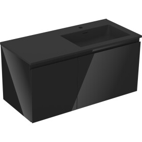 MEXEN/S - Orio koupelnová skříňka 100 cm s umyvadlem Otis pravá, 1S, 1D, černá lesk/černá mat 91A13-10047-3-BBFF70-W18P71