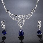 Souprava náhrdelníku a náušnic Swarovski Elements Brembilla, Tmavě modrá 40 cm + 4 cm (prodloužení)