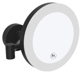 SAPHO - X-ROUND BLACK kosmetické zrcátko závěsné LED, Ø 200, černá mat XR016B