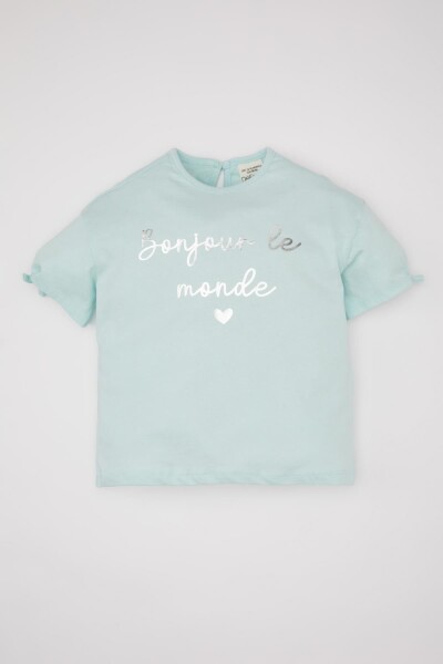 DEFACTO Baby Girl Crew Neck Printed Short Sleeve T-Shirt