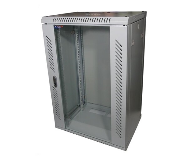 LEXI-Net 19" nástěnný rozvaděč 18U 600x450, nosnost 60 kg, skleněné dveře, rozložený, šedý EDF_1030526