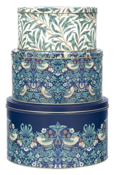 Plechovky kulaté 3ks Arts Crafts - Strawberry Thief