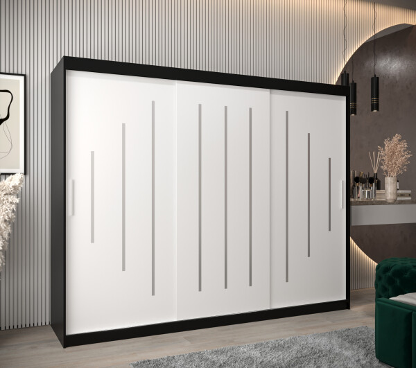 Šatní skříň Abi Y0 Barva korpusu: Černá, Rozměry: 250 cm, Dveře: Bílá
