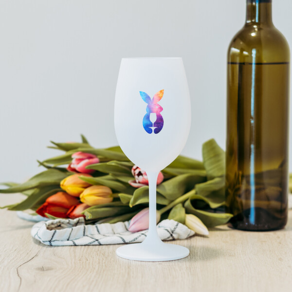 ZAJÍČEK - bílá sklenice na víno 350 ml
