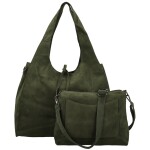 Trendy dámský koženkový set kabelek Eudosia, tmavě zelený